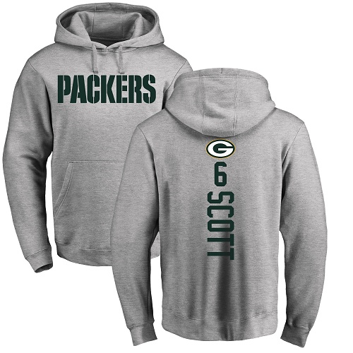 Men Green Bay Packers Ash #6 Scott J K Backer Nike NFL Pullover Hoodie Sweatshirts